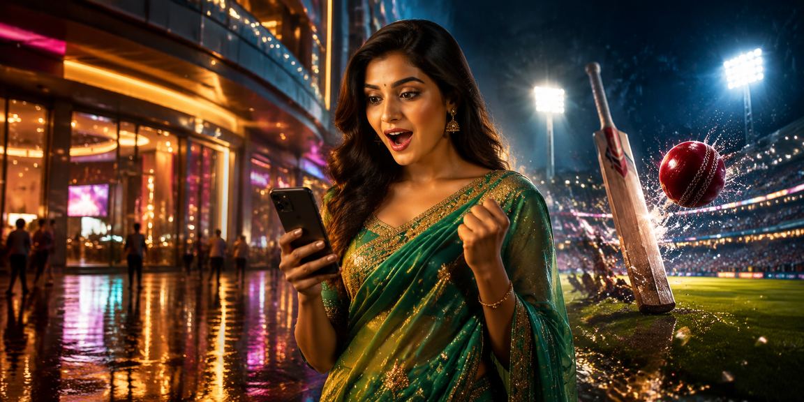 Woman placing lottery bets via mobile in Mumbai